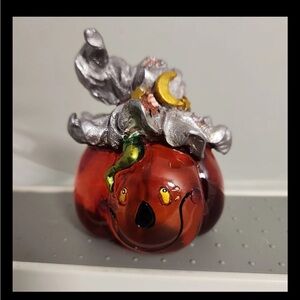 Jack O’lantern With Witch's Hat Lucite Figure Halloween Decor